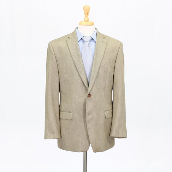 Ralph Lauren 42R Beige Solid 2-Button Sport Coat Blazer Jacket B235 - Picture 1 of 11